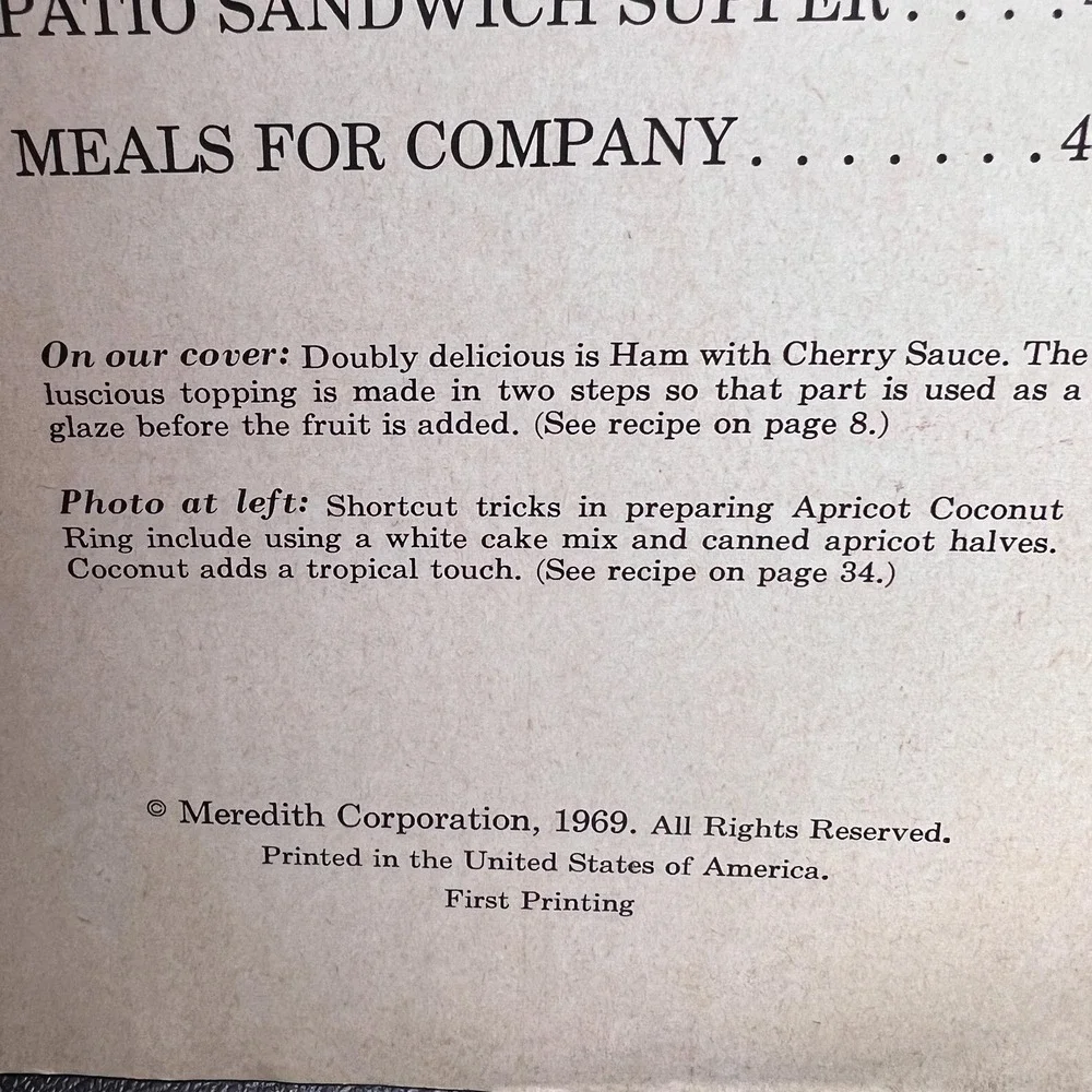 Shortcut Cooking, Vintage 1969 Recipe Pamphlet‎